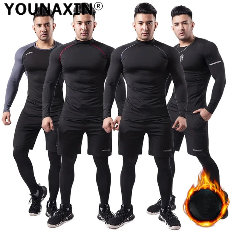 Yoga Fitness Set - 3 parçalı erkek peluş sıcak spor