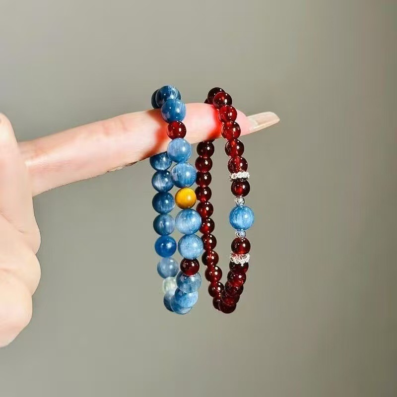 Yoga Fitness Gifts - Garnet Kyanite Boncuklu Bileklik Retro Benzersiz