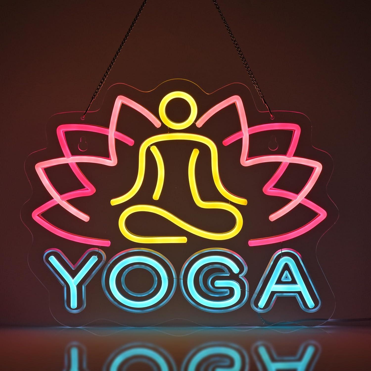 Yoga Fitness Room - Yoga Neon Tabelası Neon Işıklar Asılı