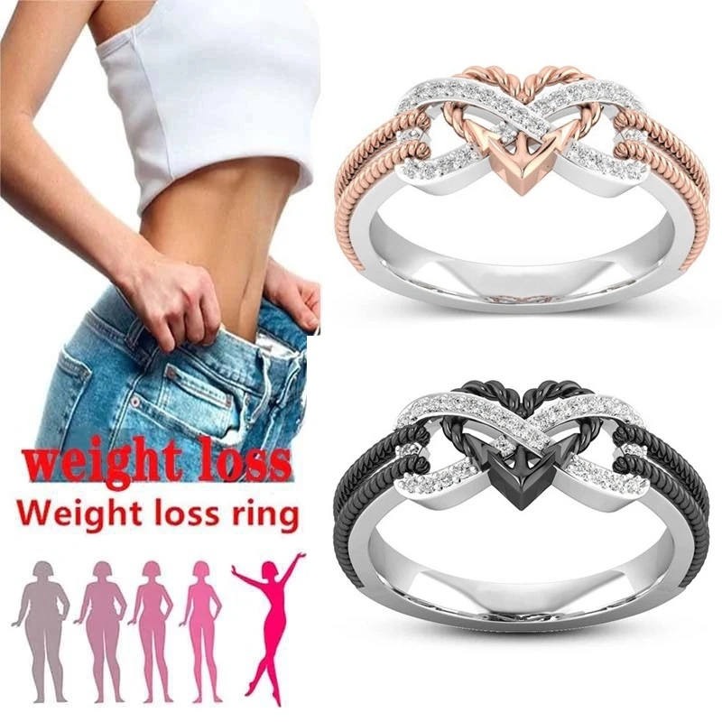 Yoga Fitness Gifts - Siyah gül altın renk kalp yüzükler