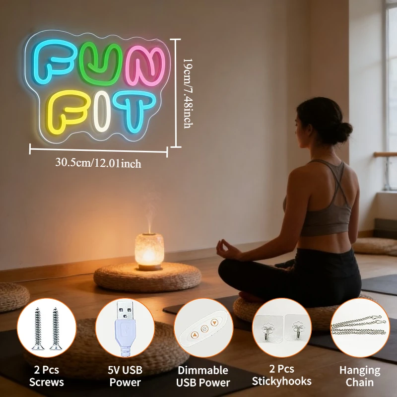 Eğlenceli Neon LED Tabela Kari - Yoga Fitness Room incelemesi ve fiyatı
