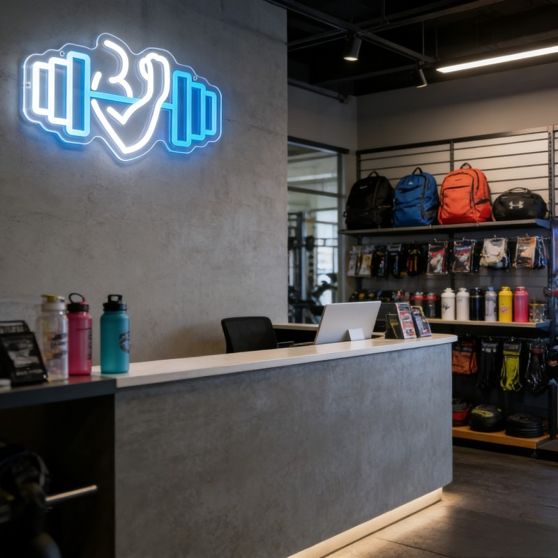 Biceps Dambıl Neon Tabela LED  - Yoga Fitness Room incelemesi ve fiyatı